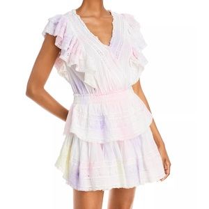 Loveshackfancy Gwen Ruffled Mini Dress — Multi Tie Dye